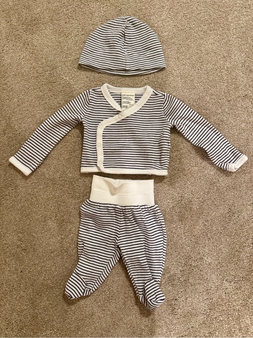 First Impressions Navy & White Striped Newborn 3-Piece Set